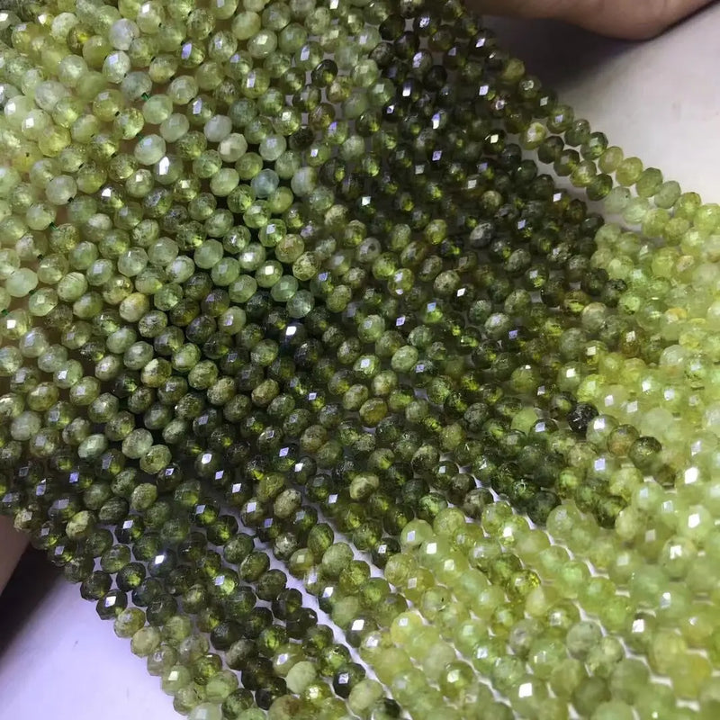 Green Tsavorite Faceted Roundelle Loose Beads 4*6mm 14inch