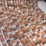 Pink Sunstone Loose Beads 6/8mm Faceted Roundelle 14inch