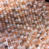 Pink Sunstone Loose Beads 6/8mm Faceted Roundelle 14inch