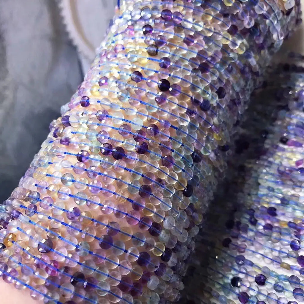 Multicolor Fluorite Faceted Loose Beads 2x4mm 14-inch