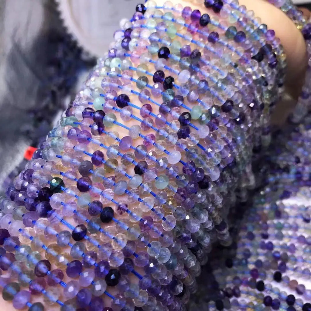 Multicolor Fluorite Faceted Loose Beads 2x4mm 14-inch