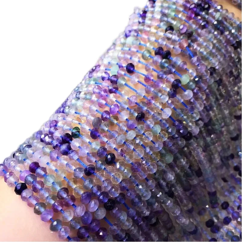 Multicolor Fluorite Faceted Loose Beads 2x4mm 14-inch