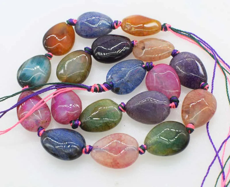 Multicolor Agate Loose Beads 14-Inch for Jewelry Making