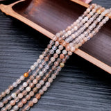 Mixed Loose Beads Prehnite/Ametrine/Sunstone/Rose Quartz Round Moonstone Faceted