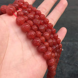 Red/Black Agate Smoky Quartz Carved Beads 14in