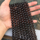 Red/Black Agate Smoky Quartz Carved Beads 14in
