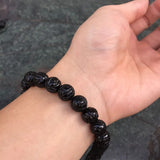 Red/Black Agate Smoky Quartz Carved Beads 14in