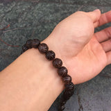 Red/Black Agate Smoky Quartz Carved Beads 14in