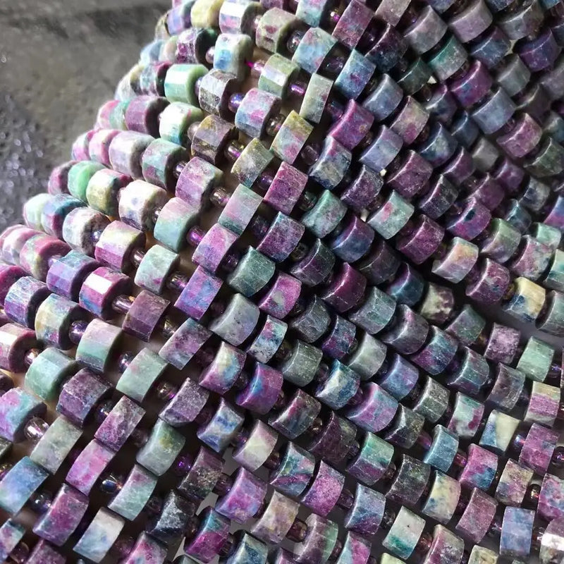 Red Green Ruby Roundelle Faceted Loose Beads 6*9mm 14in