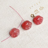 Red Strawberry Quartz Cat Foot Carved Pendant Loose Beads for DIY Jewelry Making