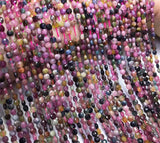 Tourmaline Coin Faceted Loose Beads 4mm for Jewelry Making 14 inch