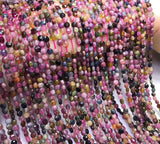 Tourmaline Coin Faceted Loose Beads 4mm for Jewelry Making 14 inch