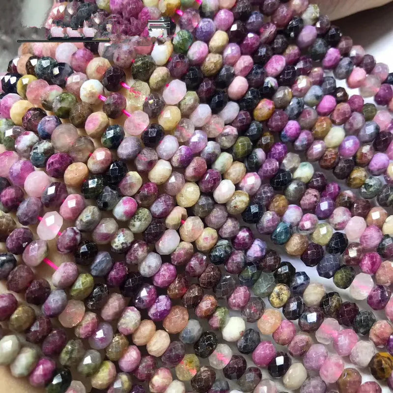 Tourmaline Roundel Loose Beads 4*6mm Faceted for Jewelry Making 14inch