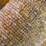 Yellow Citrine Square Faceted Loose Beads 4.5mm 14inch