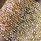 Yellow Citrine Square Faceted Loose Beads 4.5mm 14inch