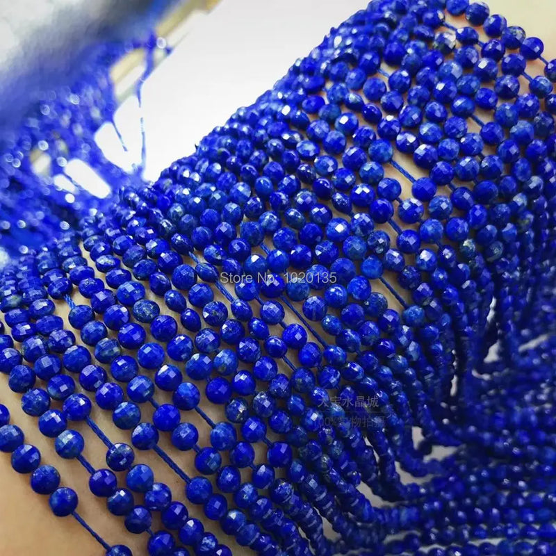 Blue Lapis Coin Faceted Loose Beads 3/6mm 14inch