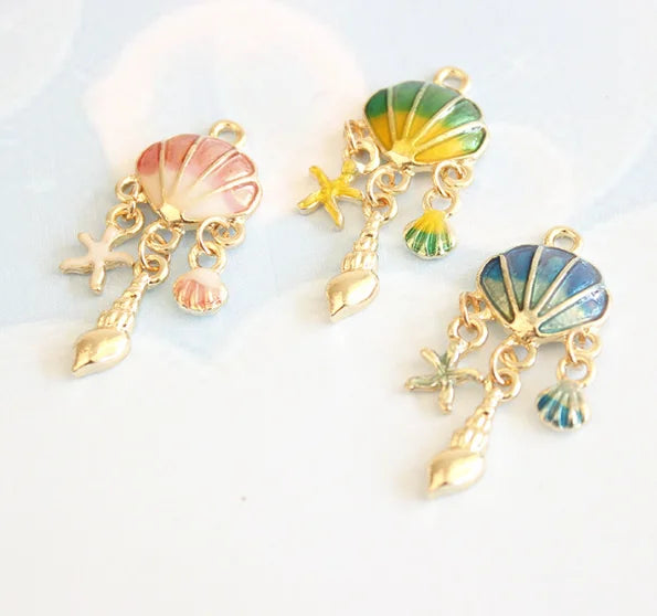 30 pcs Cartoon Shell Charm Pendant DIY Jewelry Making