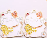 60pcs Cartoon Lucky Cats Metal Charm Pendant DIY Jewelry Making
