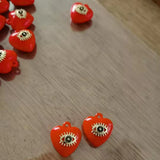 Orange Heart Evil Eye Pendant Earring Necklace Charm Jewelry Making