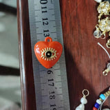 Orange Heart Evil Eye Pendant Earring Necklace Charm Jewelry Making