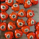Orange Heart Evil Eye Pendant Earring Necklace Charm Jewelry Making