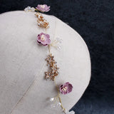 Pink Yarn Flower Tiara Headband for Wedding Hair