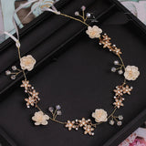 Pink Yarn Flower Tiara Headband for Wedding Hair