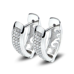 S925 Silver Love Hollow Zircon Earrings for Wedding