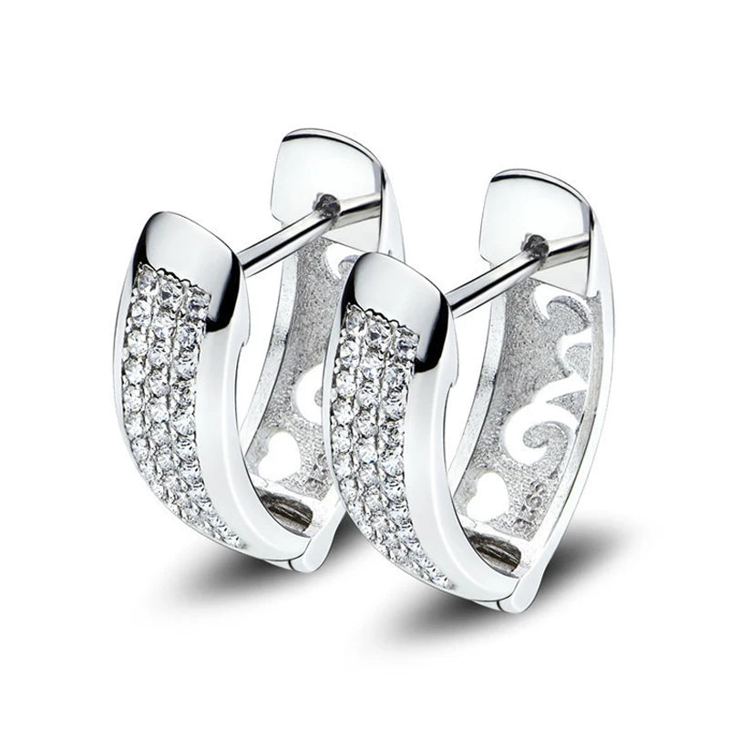 S925 Silver Love Hollow Zircon Earrings for Wedding