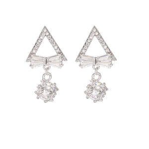 925 Silver Crystal Triangle Drop Earrings