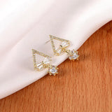 925 Silver Crystal Triangle Drop Earrings