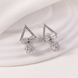 925 Silver Crystal Triangle Drop Earrings
