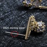 925 Silver Crystal Triangle Drop Earrings