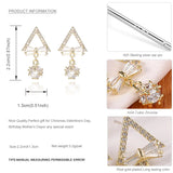 925 Silver Crystal Triangle Drop Earrings
