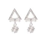 925 Silver Crystal Triangle Drop Earrings