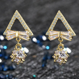 925 Silver Crystal Triangle Drop Earrings