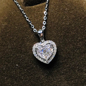 Big Heart CZ Women Pendant Necklace Silver 925 Versatile Female Party Gift