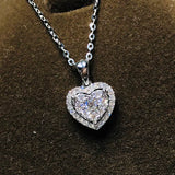 Big Heart CZ Women Pendant Necklace Silver 925 Versatile Female Party Gift