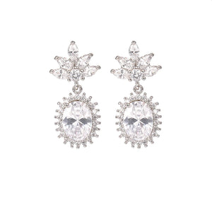 925 Silver Drop Earrings Flower Shape Wedding Jewelry With Christmas Gift