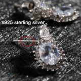 925 Silver Drop Earrings Flower Shape Wedding Jewelry With Christmas Gift