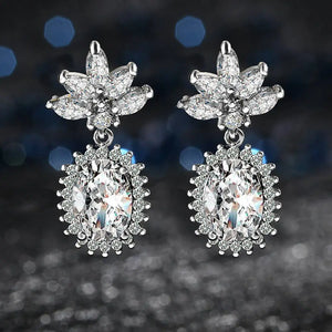 925 Silver Drop Earrings Flower Shape Wedding Jewelry With Christmas Gift