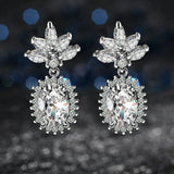 925 Silver Drop Earrings Flower Shape Wedding Jewelry With Christmas Gift