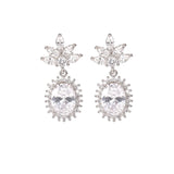 925 Silver Drop Earrings Flower Shape Wedding Jewelry With Christmas Gift