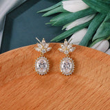 925 Silver Drop Earrings Flower Shape Wedding Jewelry With Christmas Gift
