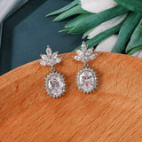 925 Silver Drop Earrings Flower Shape Wedding Jewelry With Christmas Gift