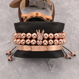 Stainless Steel Men Bracelet Set 3pcs Adjustable Size Charm Bracelet