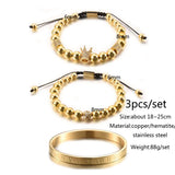 Stainless Steel Men Bracelet Set 3pcs Adjustable Size Charm Bracelet