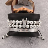 Stainless Steel Men Bracelet Set 3pcs Adjustable Size Charm Bracelet