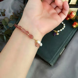 Baroque Pearls Amethyst Bracelet with Crystal Mesh