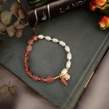 Baroque Pearls Amethyst Bracelet with Crystal Mesh